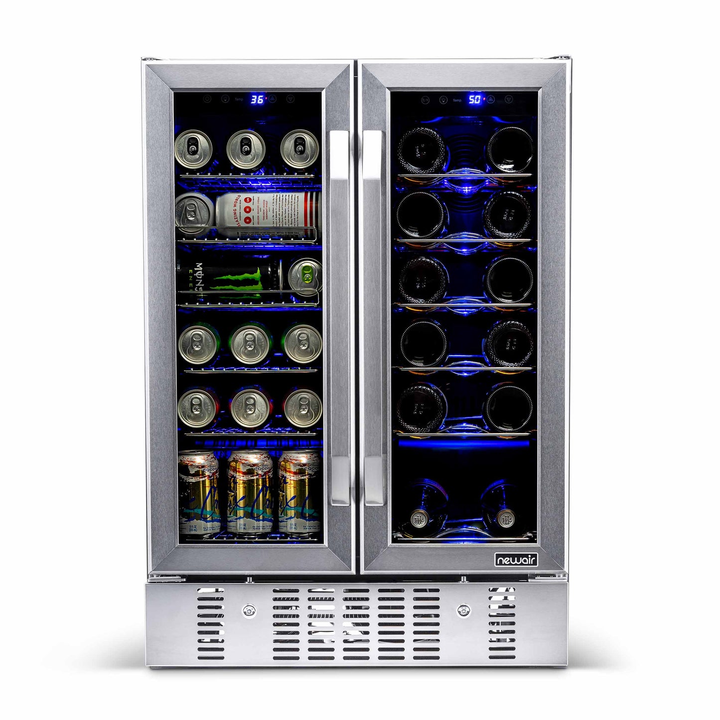 Newair® 24” Dual Zone Wine and Beverage Fridge in Stainless Steel