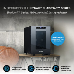 Newair® Shadow-Tᵀᴹ Series Wine Cooler Refrigerator, 6 Bottle Countertop Mirrored Compact Wine Cellar with Triple-Layer Tempered Glass Door, Vibration-Free & Ultra-Quiet Thermoelectric Cooling for Reds, Whites, and Sparkling Wine, Mini Wine Fridge Wine Fridge    