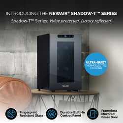 Newair® Shadow-Tᵀᴹ Series Wine Cooler Refrigerator, 8 Bottle Countertop Mirrored Compact Wine Cellar with Triple-Layer Tempered Glass Door, Vibration-Free & Ultra-Quiet Thermoelectric Cooling for Reds, Whites, and Sparkling Wine, Mini Wine Fridge Wine Fridge    
