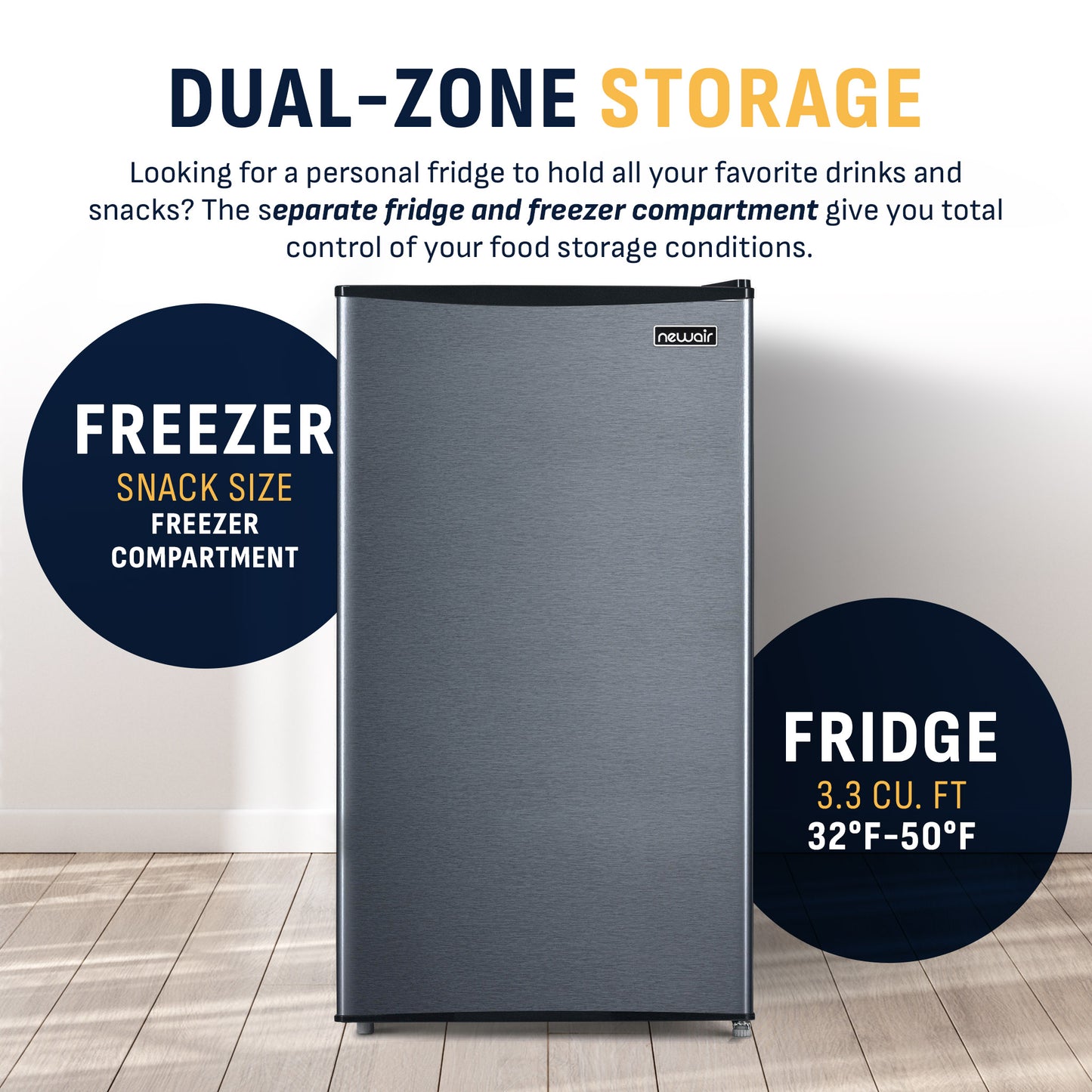 Newair® Compact Mini Fridge with Freezer, 3.3 Cu. Ft. - Black