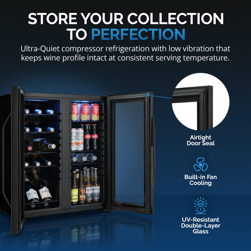 Newair® Shadowᵀᴹ Series Wine Cooler Refrigerator 18 Bottles & 59 Cans