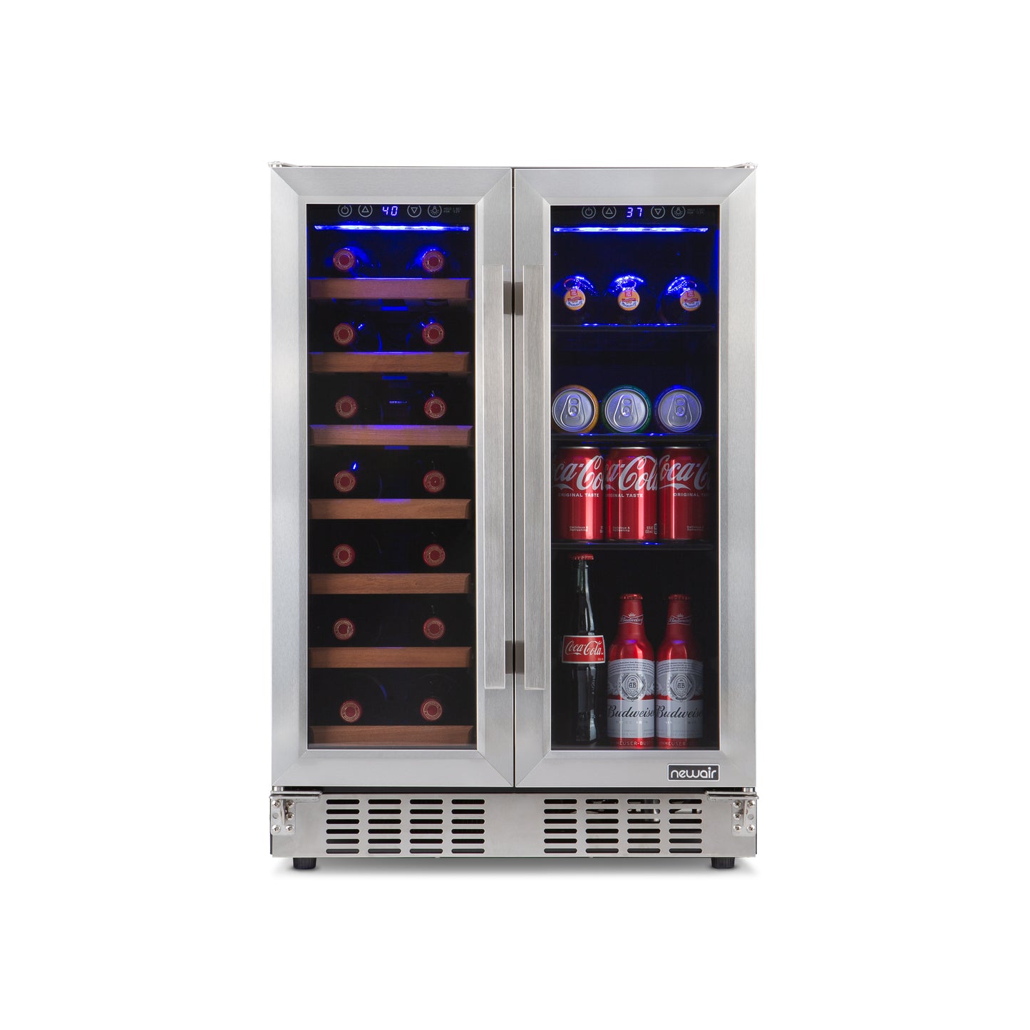 Newair® 24” Stainless Steel Dual-Zone Wine & Beverage Cooler, Built-In or Freestanding
