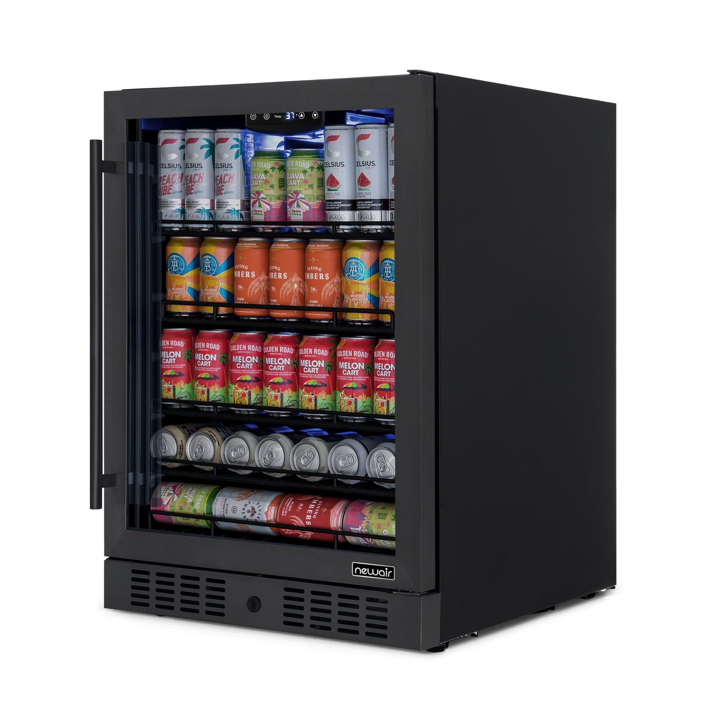 Newair® 177-Can Built-In or Freestanding Black Beverage Fridge - 24"