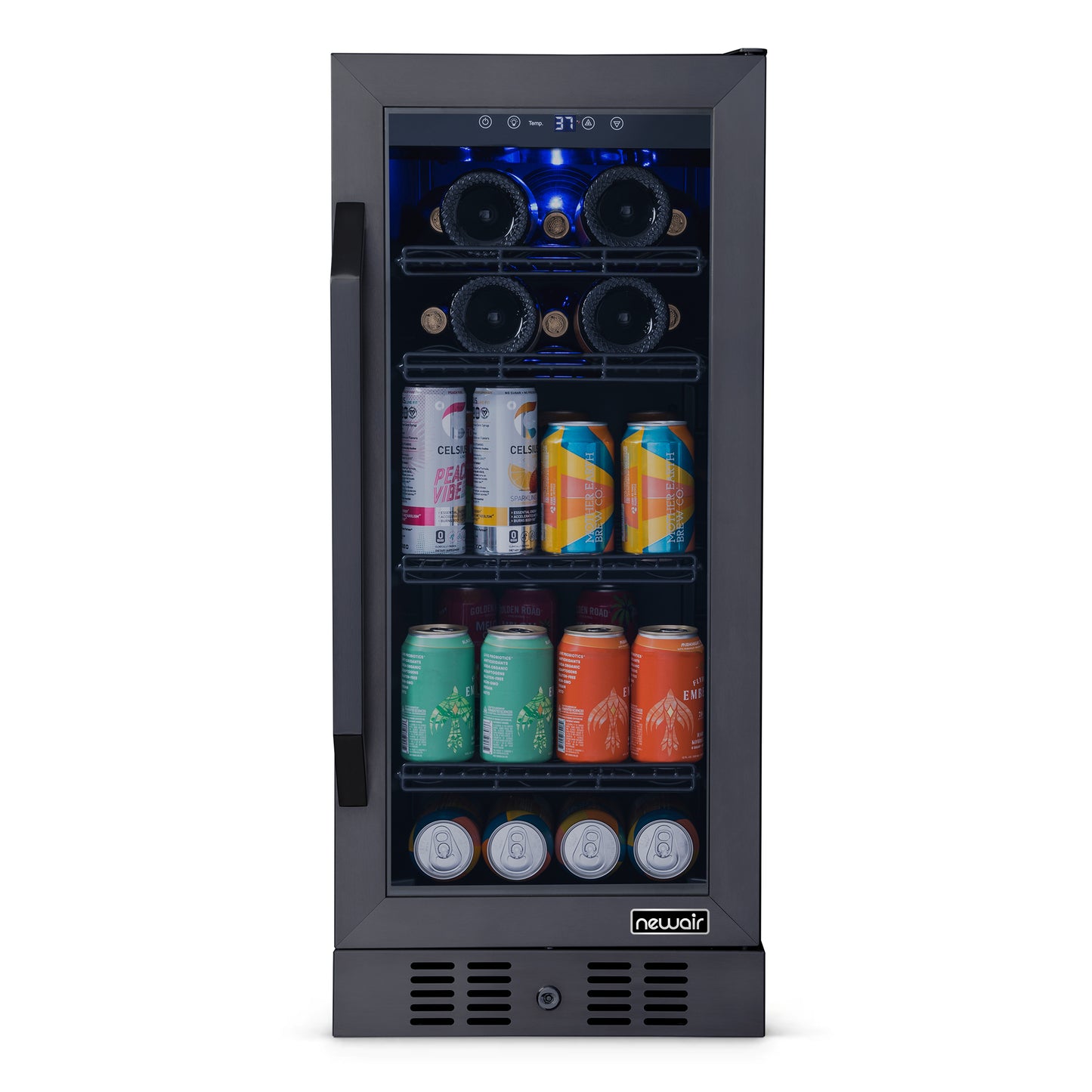 Newair® 80-Can, 33-Bottle Built-in Black Beverage Fridge - 15"
