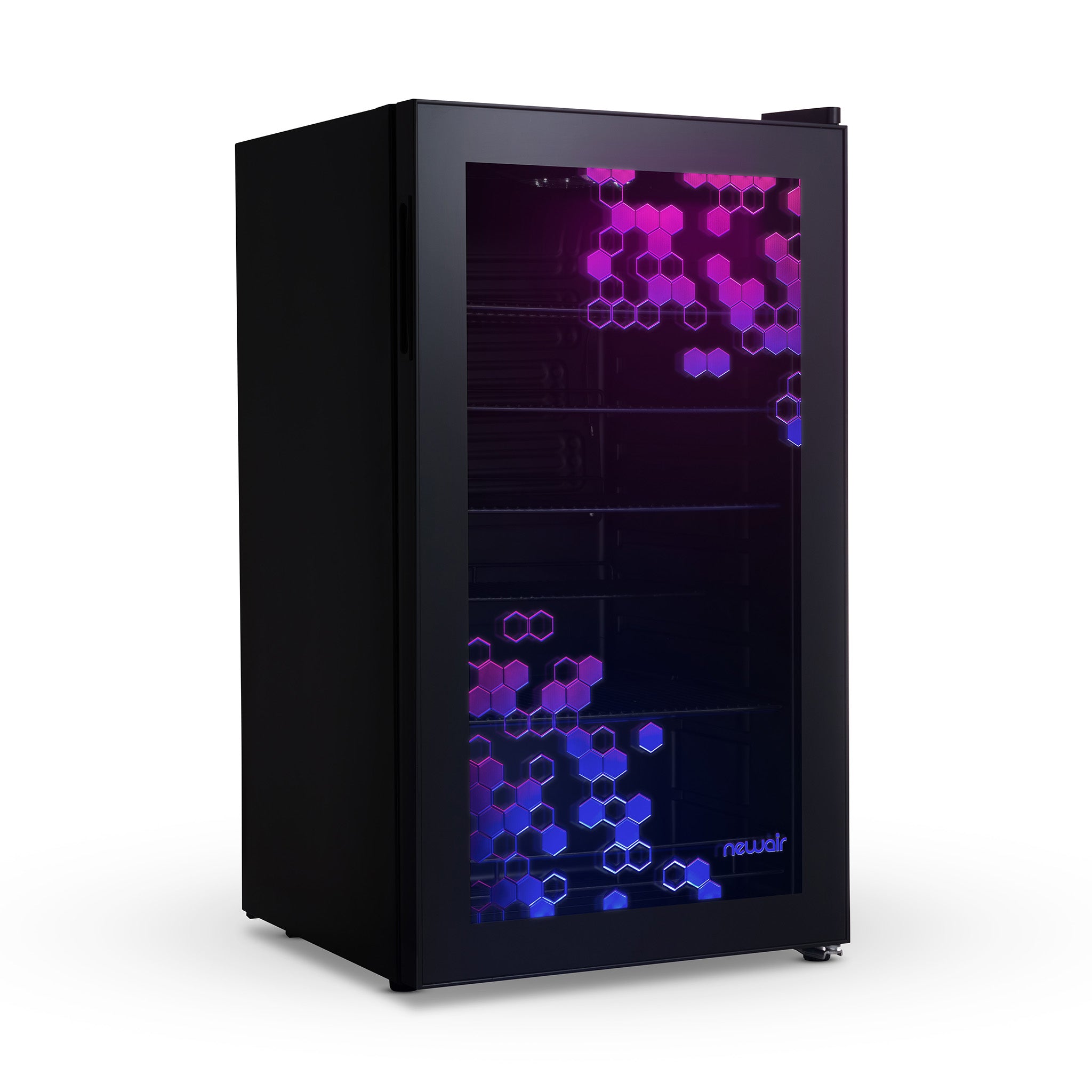 NewAir Prismatic Series 85 Can Beverage Refrigerator with RGB HexaColor LED Lights, Mini Fridge for Gaming, Game Room