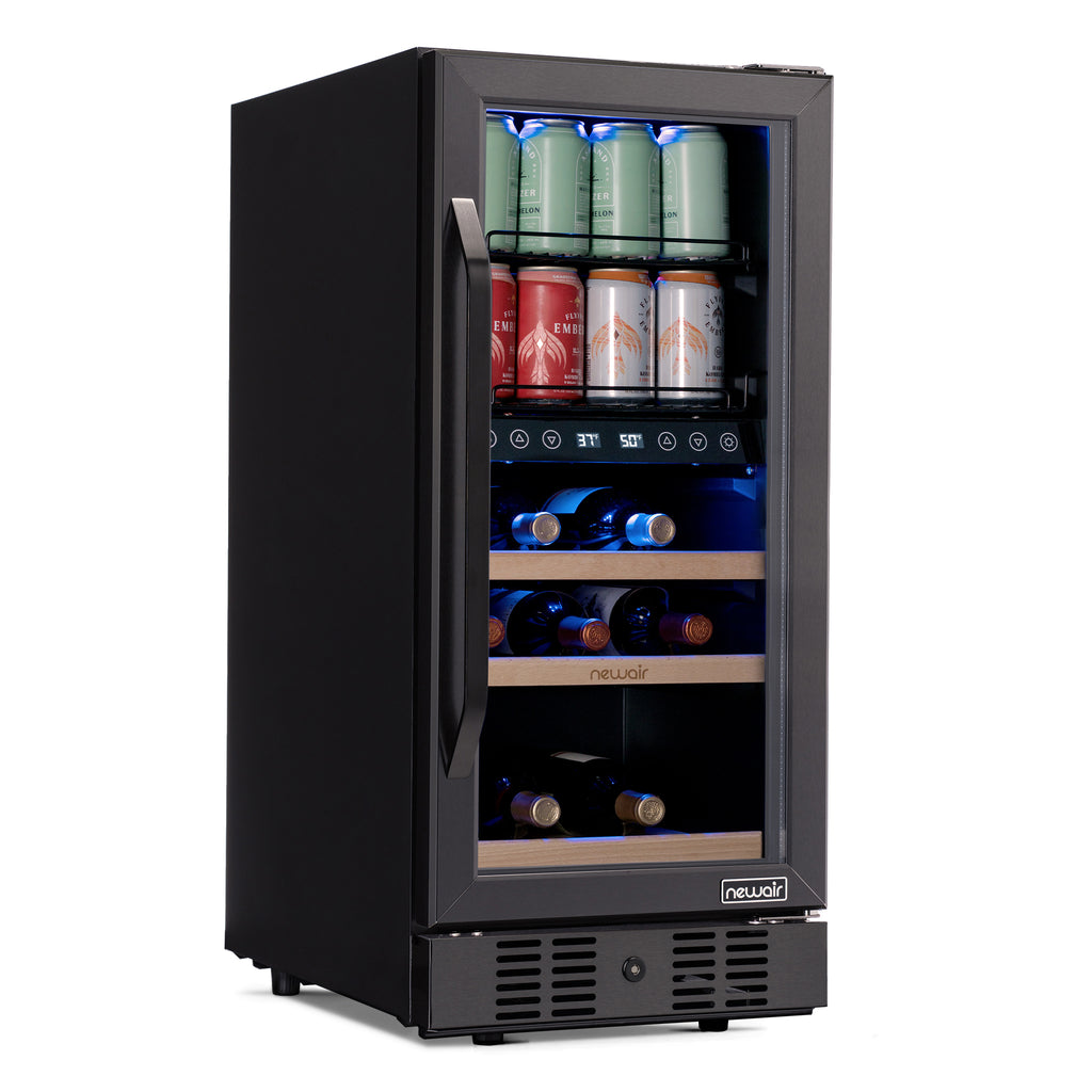 Newair 15 Inch Wine and Beverage Refrigerator 13 Bottles & 48 Cans C