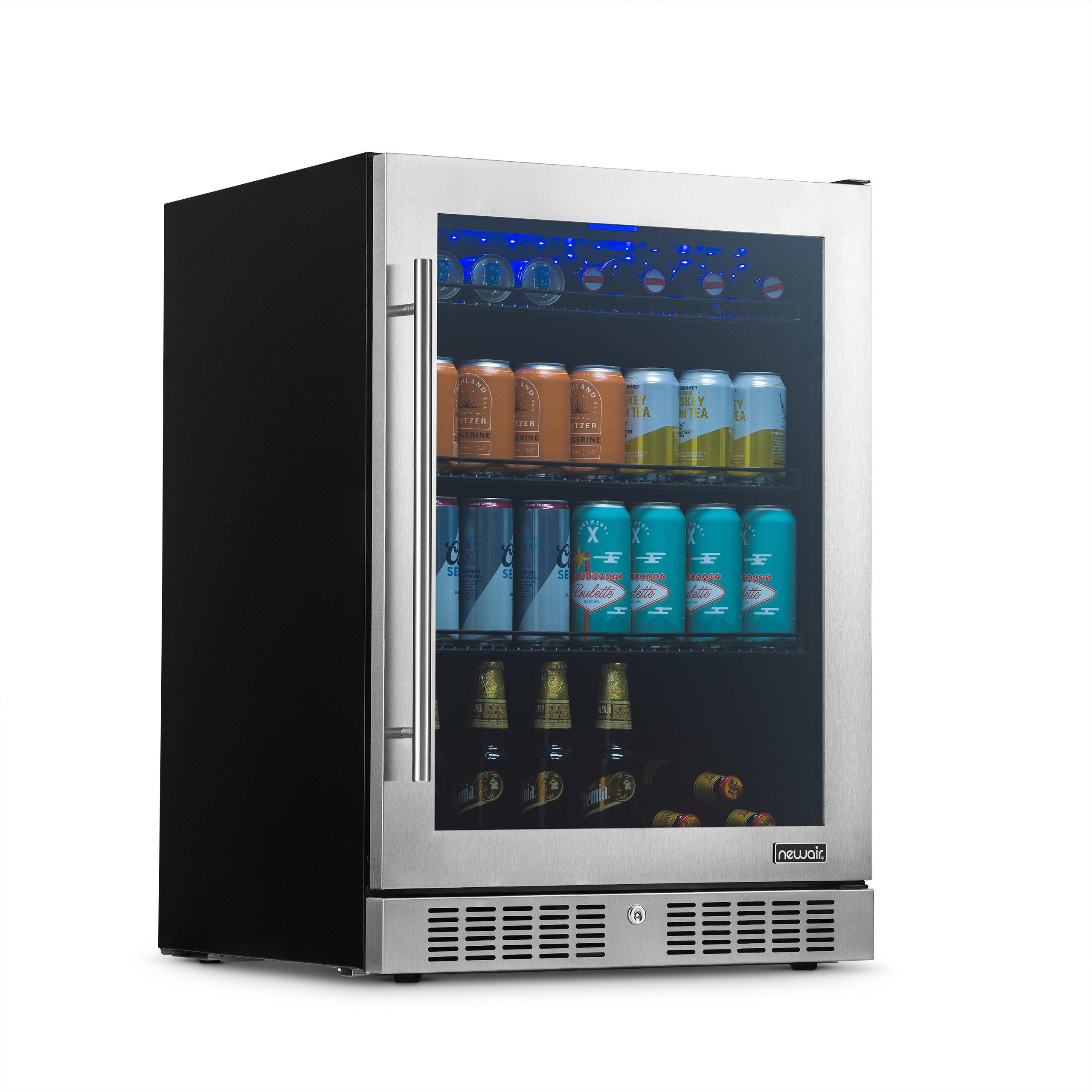 Newair 24” Built-in Premium Can Beverage Fridge with Color Changin