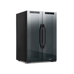 Newair® Shadowᵀᴹ Series Wine Cooler and Beverage Refrigerator 12 Bottles & 39 Cans Dual Temperature Zones, Freestanding Mirrored Wine Fridge with Double-Layer Tempered Glass Door & Compressor Cooling For Reds, Whites, Sparkling Wine, Beers, and Sodas
