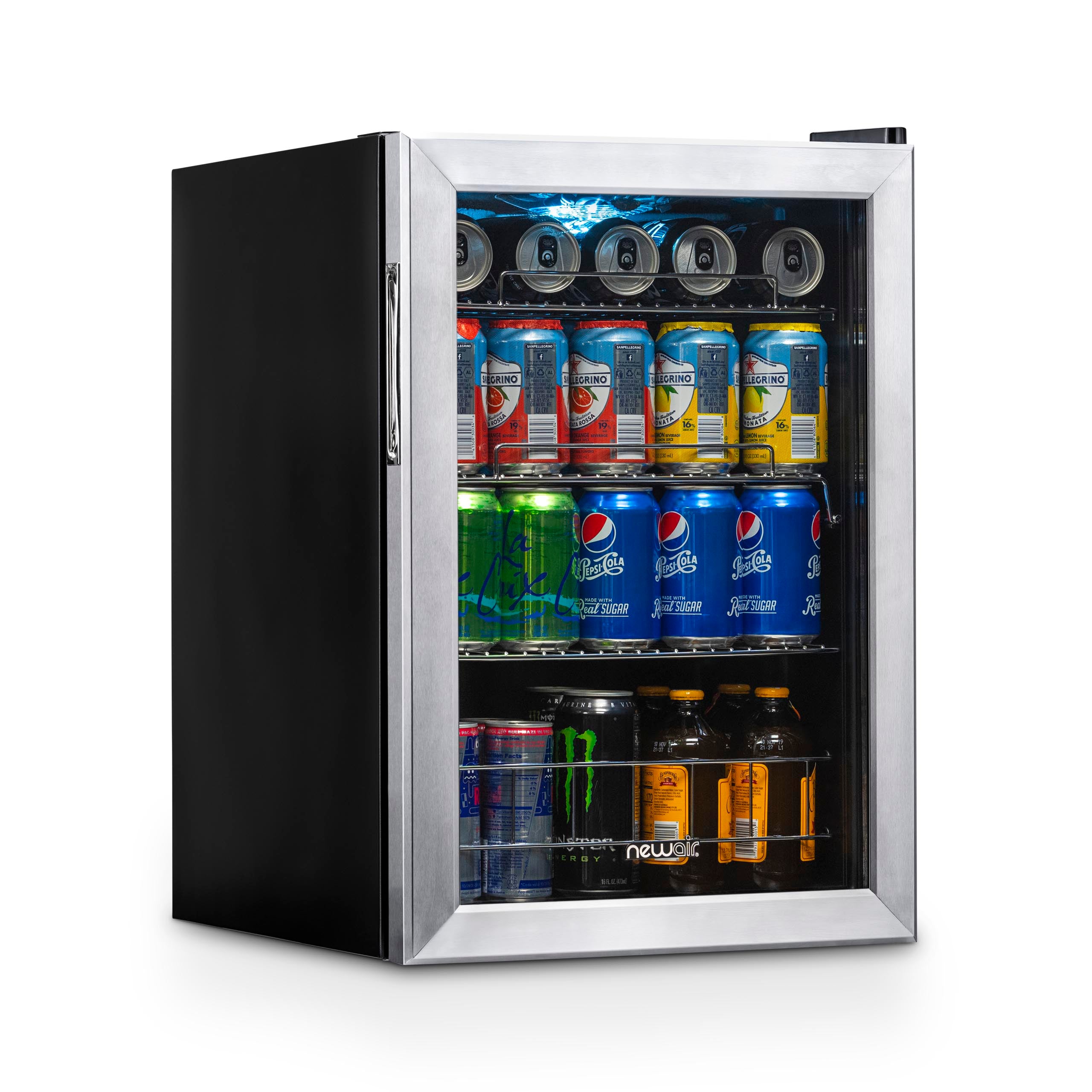 NewAir - 84-Can Beverage Cooler - Stainless Steel