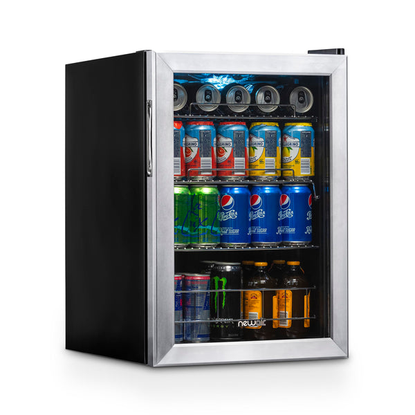 Newair 90 Can Freestanding Beverage Fridge in Stainless Steel, with Adjustable Shelves Beverage Fridge    