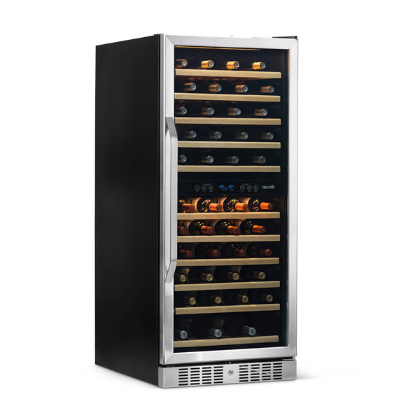 Newair 24” Built-in 116 Bottle Dual Zone Compressor Wine Fridge in Stainless Steel, Quiet Operation with Smooth Rolling Shelves Wine Coolers    