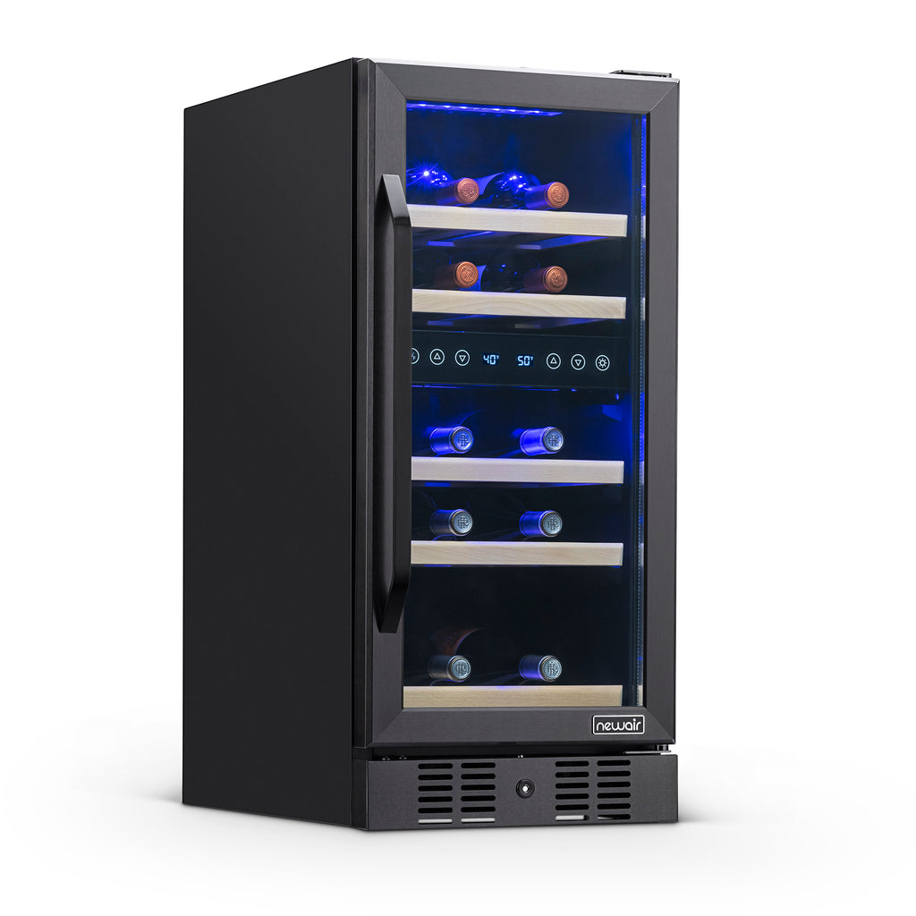 Newair 15” Builtin 29 Bottle Dual Zone Wine Fridge in Black