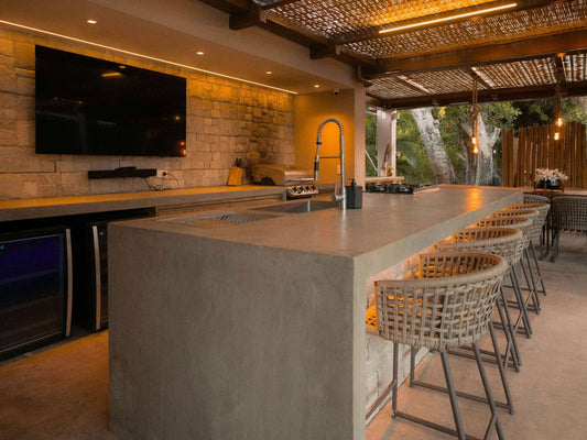Outdoor kitchen remodel with built in fridge