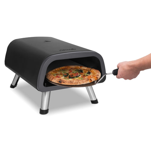 Newair 12” Portable Electric Indoor and Outdoor Pizza Oven with Accessory Kit, Temperature Control Knob, 1850W Dual-Heating Elements, Foldable Legs, IPX4 Water Resistance, and Durable Construction Quality