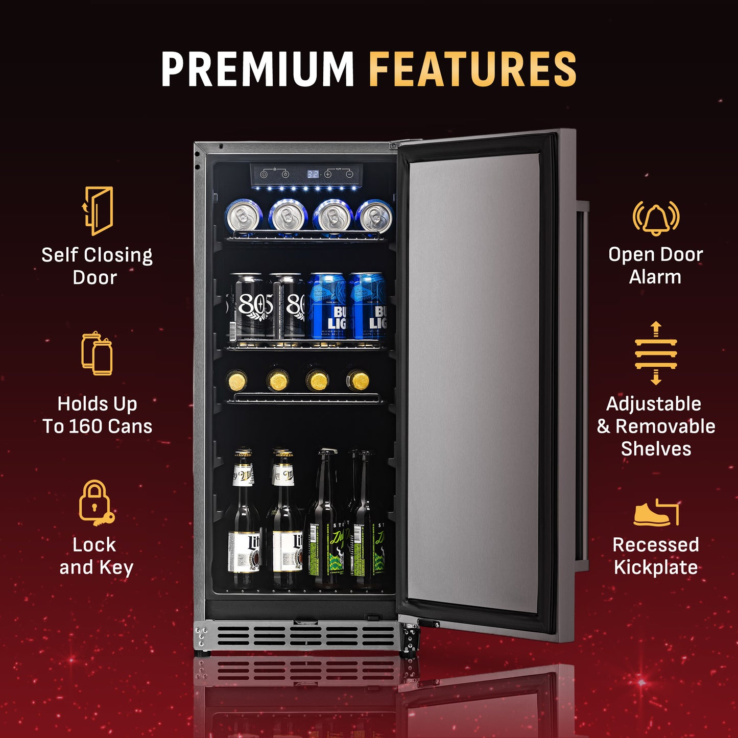 Newair® 15" 3.2 Cu. Ft. Commercial Built-In Stainless Steel Beverage Fridge -15"