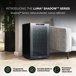 Luma® Shadowᵀᴹ Series Wine Cooler Refrigerator 24 Bottle, Freestanding Mirrored Wine Fridge with Double-Layer Tempered Glass Door & Compressor Cooling for Reds, Whites, and Sparkling Wine, 41f-64f Digital Temperature Control