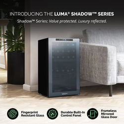 Luma® Shadowᵀᴹ Series Wine Cooler Refrigerator 33 Bottle, Freestanding Mirrored Wine Fridge with Double-Layer Tempered Glass Door & Compressor Cooling for Reds, Whites, and Sparkling Wine, 41f-64f Digital Temperature Control