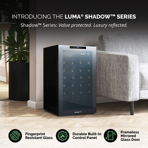 Luma® Shadowᵀᴹ Series Wine Cooler Refrigerator 51 Bottle, Freestanding Mirrored Wine Fridge with Double-Layer Tempered Glass Door & Compressor Cooling for Reds, Whites, and Sparkling Wine, 41f-64f Digital Temperature Control