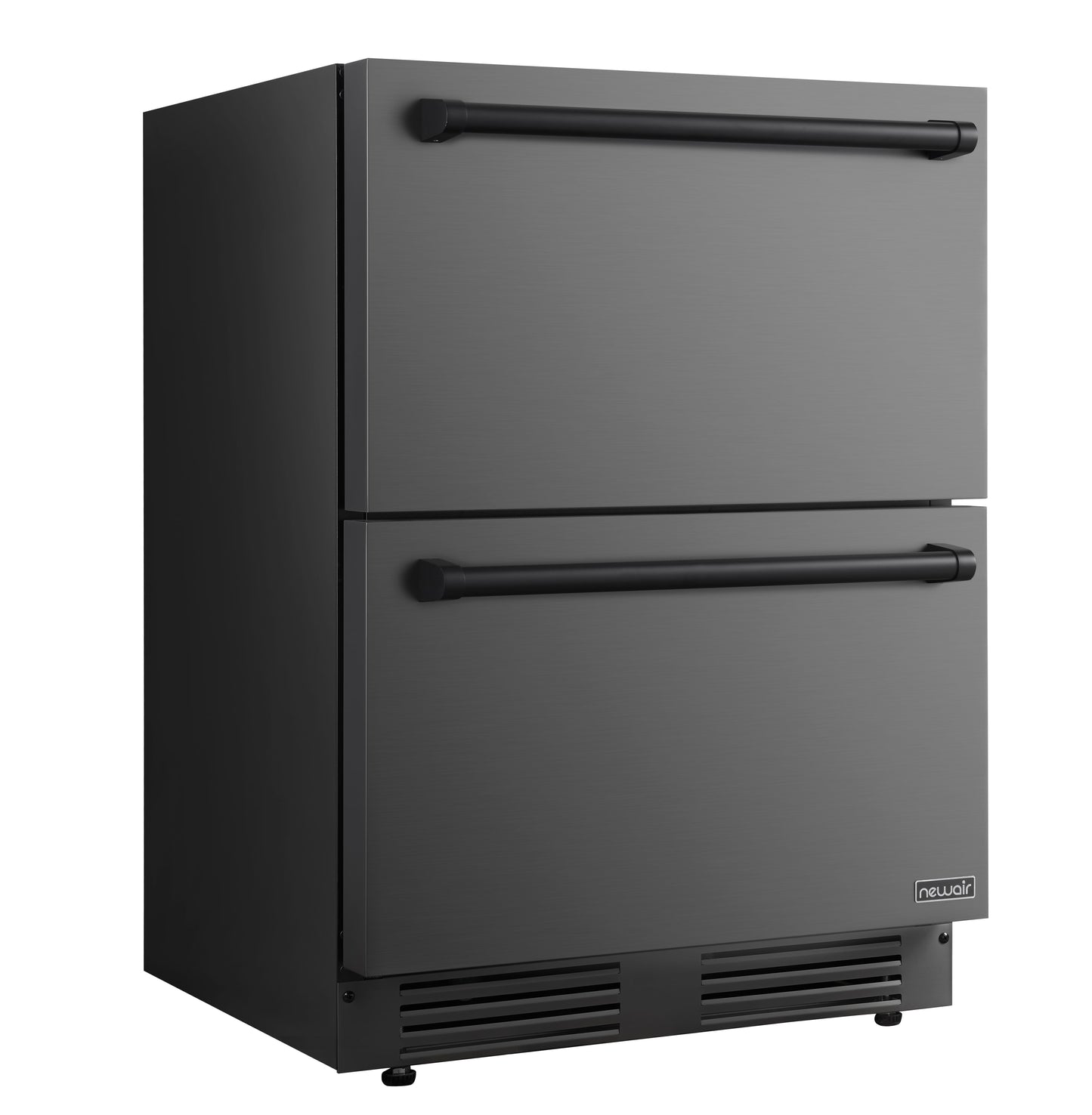 Newair 24 Inch Indoor Outdoor Dual Drawer Freezer Fridge Convertible Refrigerator Black Stainless Steel