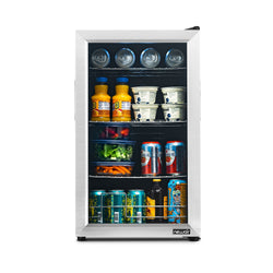 Newair 100 Can Beverage Fridge with Glass Door, Small Freestanding Mini Fridge in Stainless Steel Beverage Fridge    