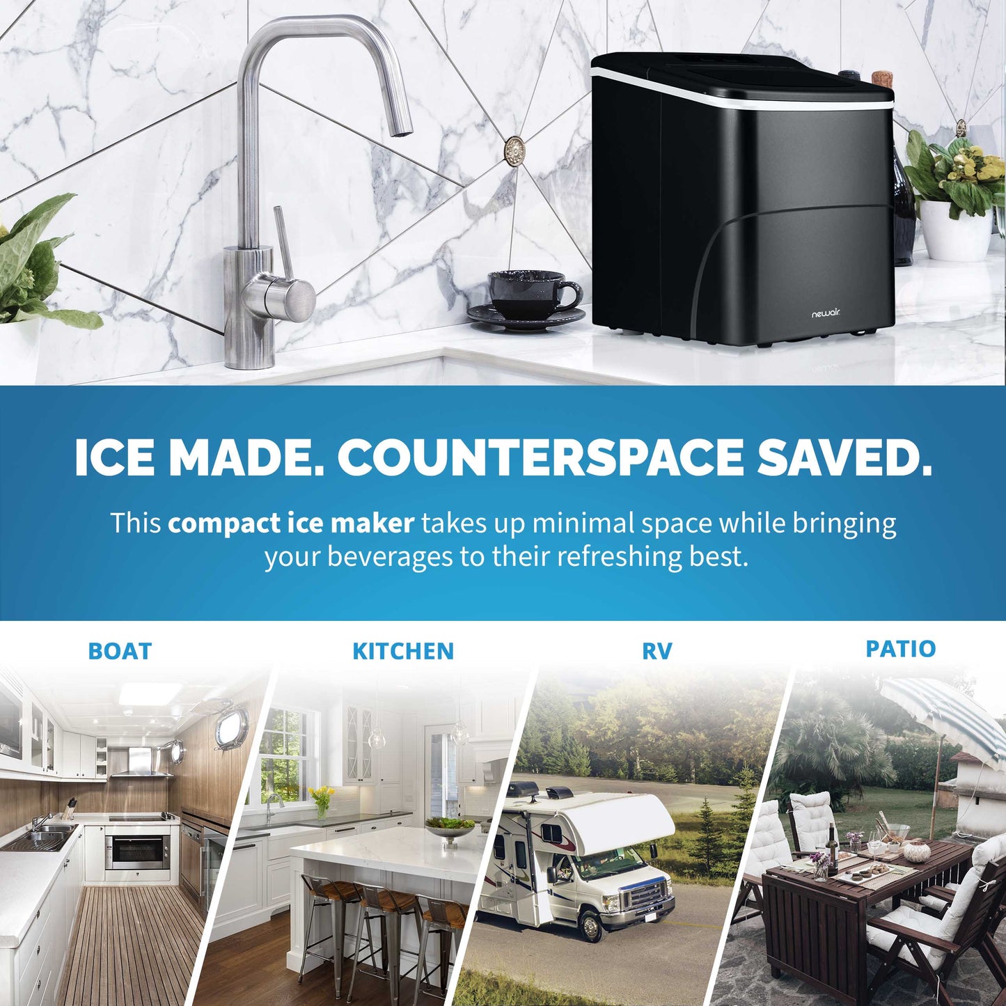 Newair® Countertop Bullet Ice Maker in Matte Black or Metallic Silver, 26 lbs/Day