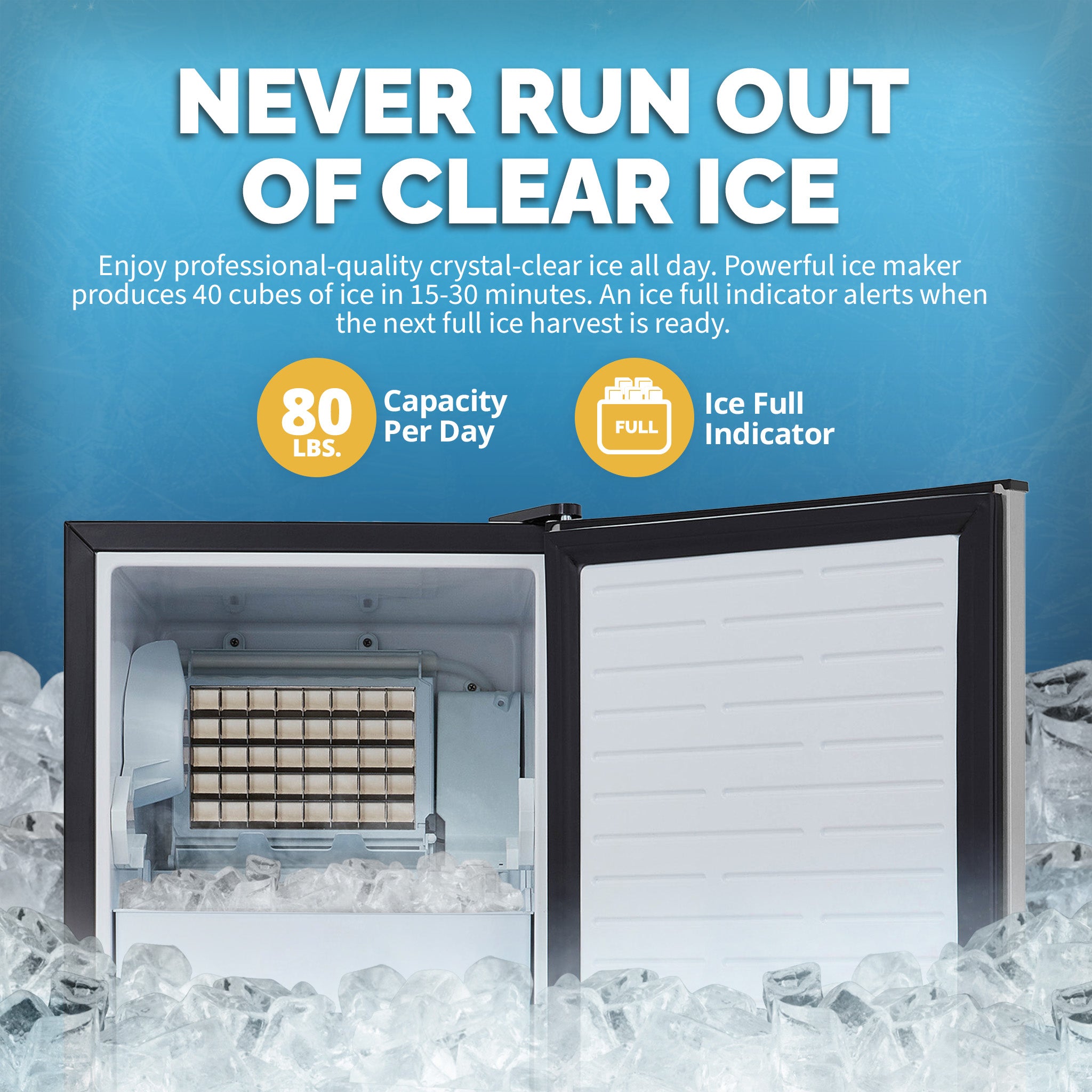 Jet Ice Maker Portable Ice Makers; Clear, Nugget & Bullet Ice in 5 mins | Newair
