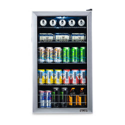 Newair 126 Can Freestanding Beverage Fridge in Stainless Steel, with 4-Adjustable Shelves Beverage Fridge    