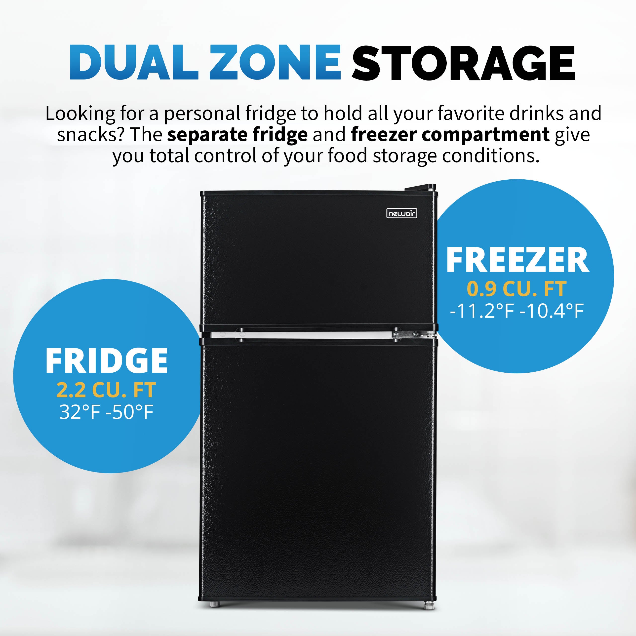 3.1 Cu. Ft. Compact Mini Fridge with Freezer - Black | Newair