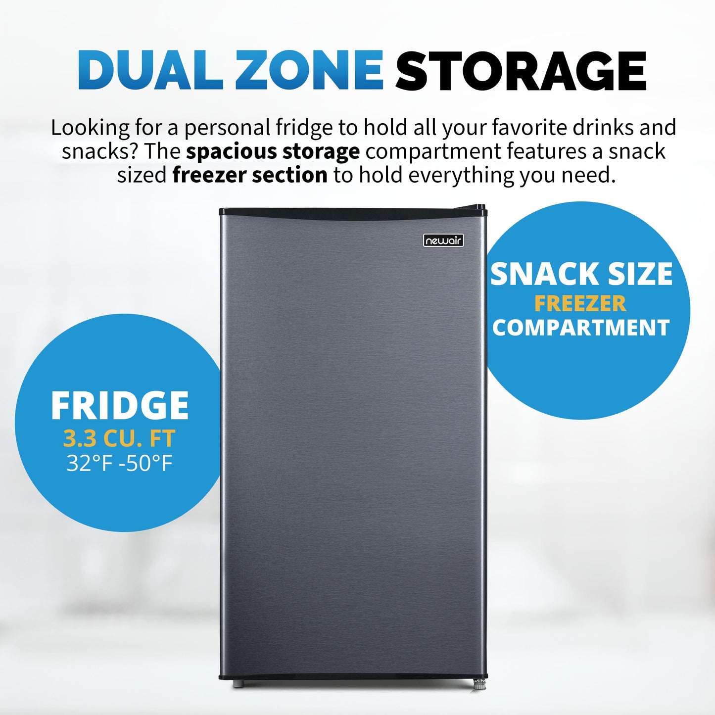 Newair® Compact Mini Fridge with Freezer, 3.3 Cu. Ft. - Black