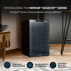 Newair® Shadowᵀᴹ Series Wine Cooler Refrigerator 51 Bottle, Freestanding Mirrored Wine Fridge with Double-Layer Tempered Glass Door & Compressor Cooling for Reds, Whites, and Sparkling Wine, 41f-64f Digital Temperature Control Wine Fridge    