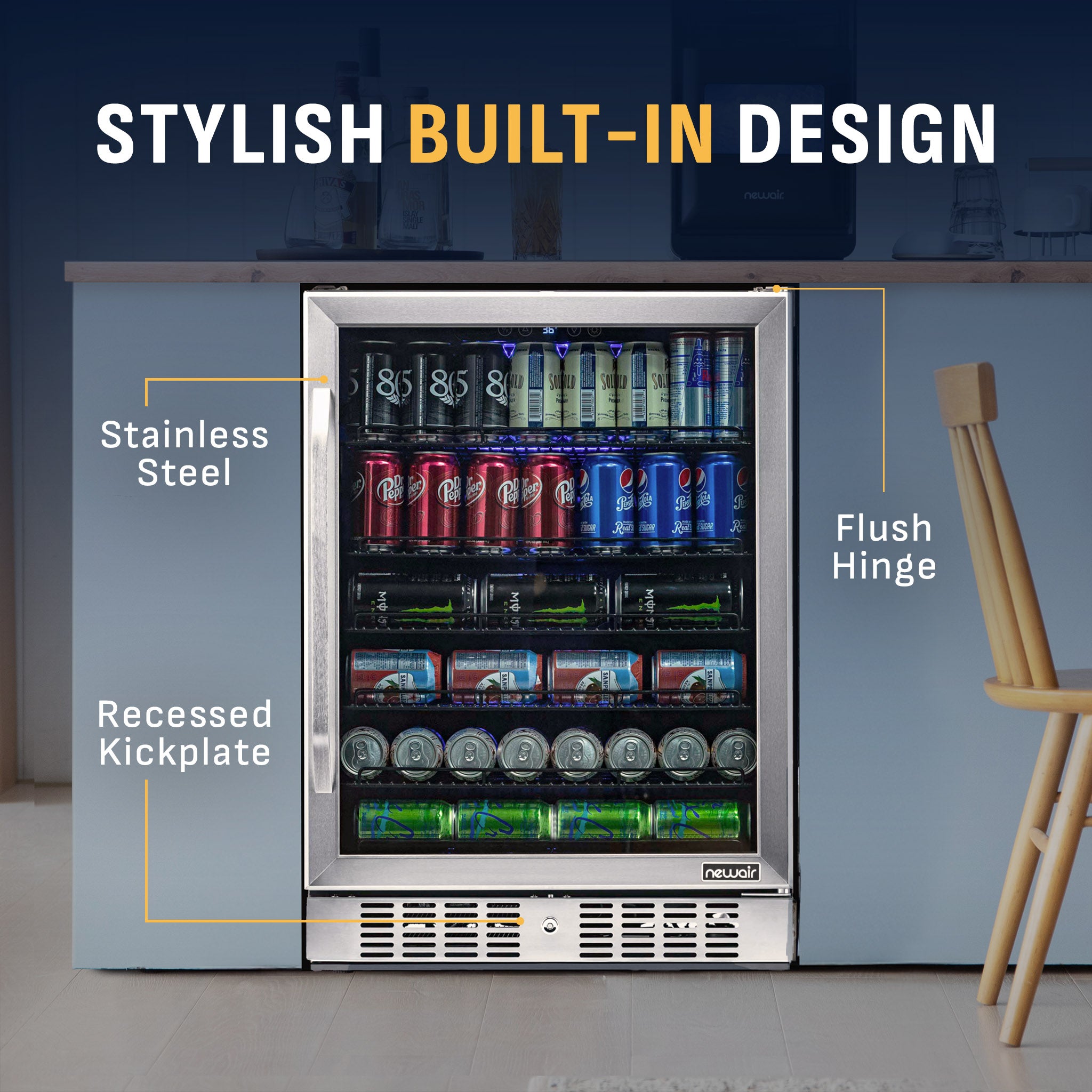 177-Can Built-In Stainless Steel Beverage Fridge | Newair