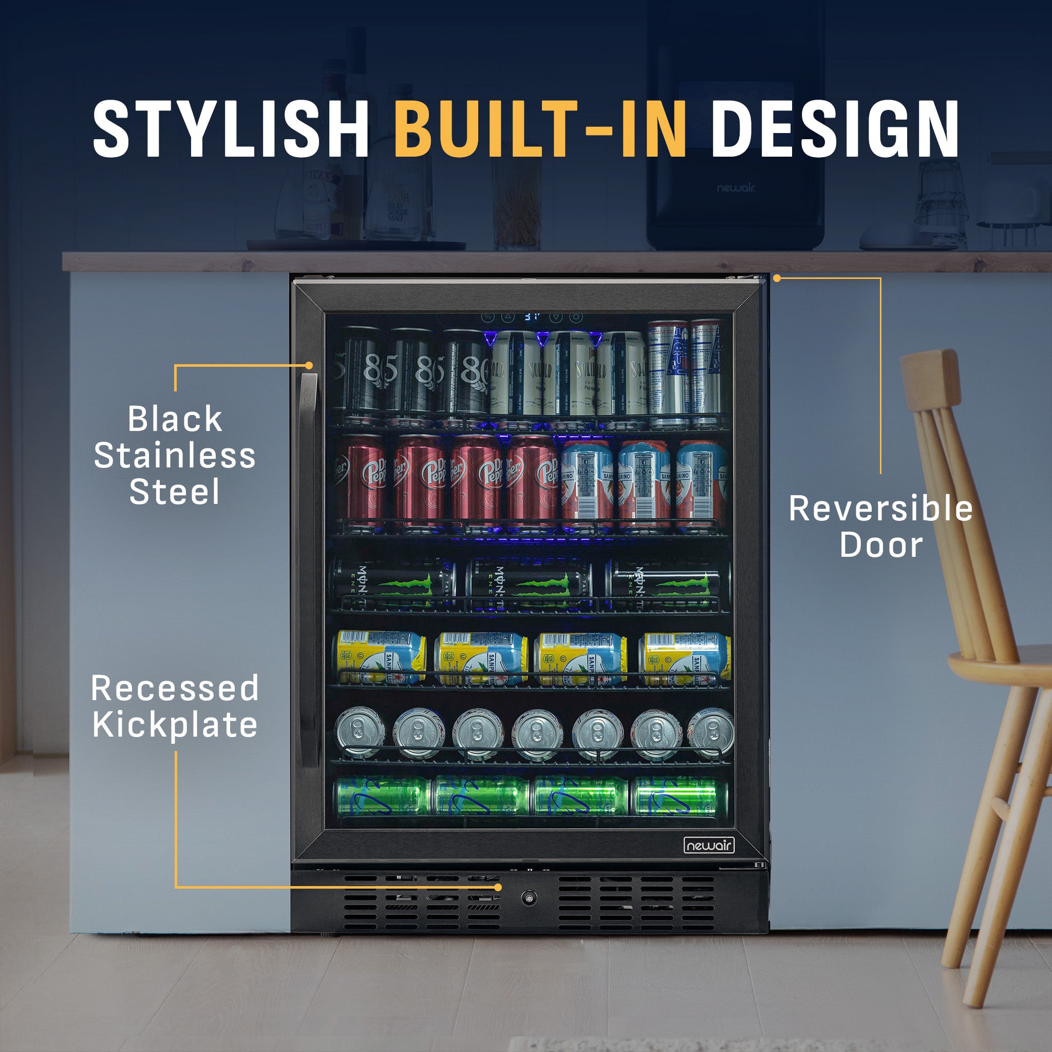 177-Can Built-In Black Beverage Fridge | Newair