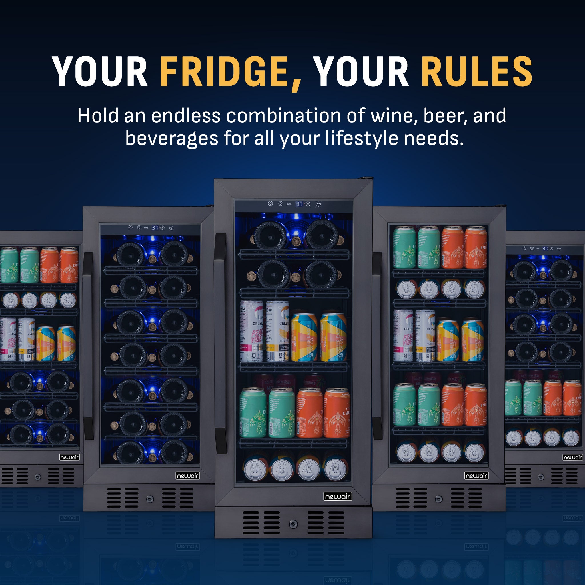 80-Can, 33-Bottle Built-In Beverage Fridge | Dual Storage
