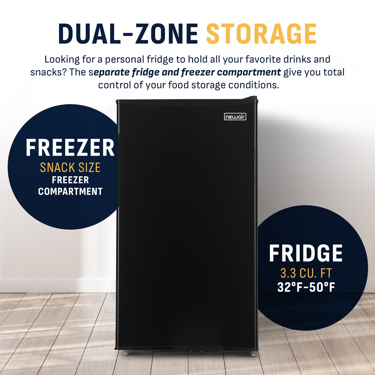Newair® Compact Mini Fridge with Freezer, 3.3 Cu. Ft. - Black