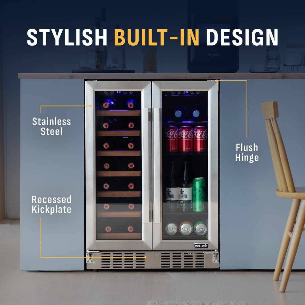 Newair® 24” Stainless Steel Dual Zone Wine &amp; Beverage Cooler | Newair
