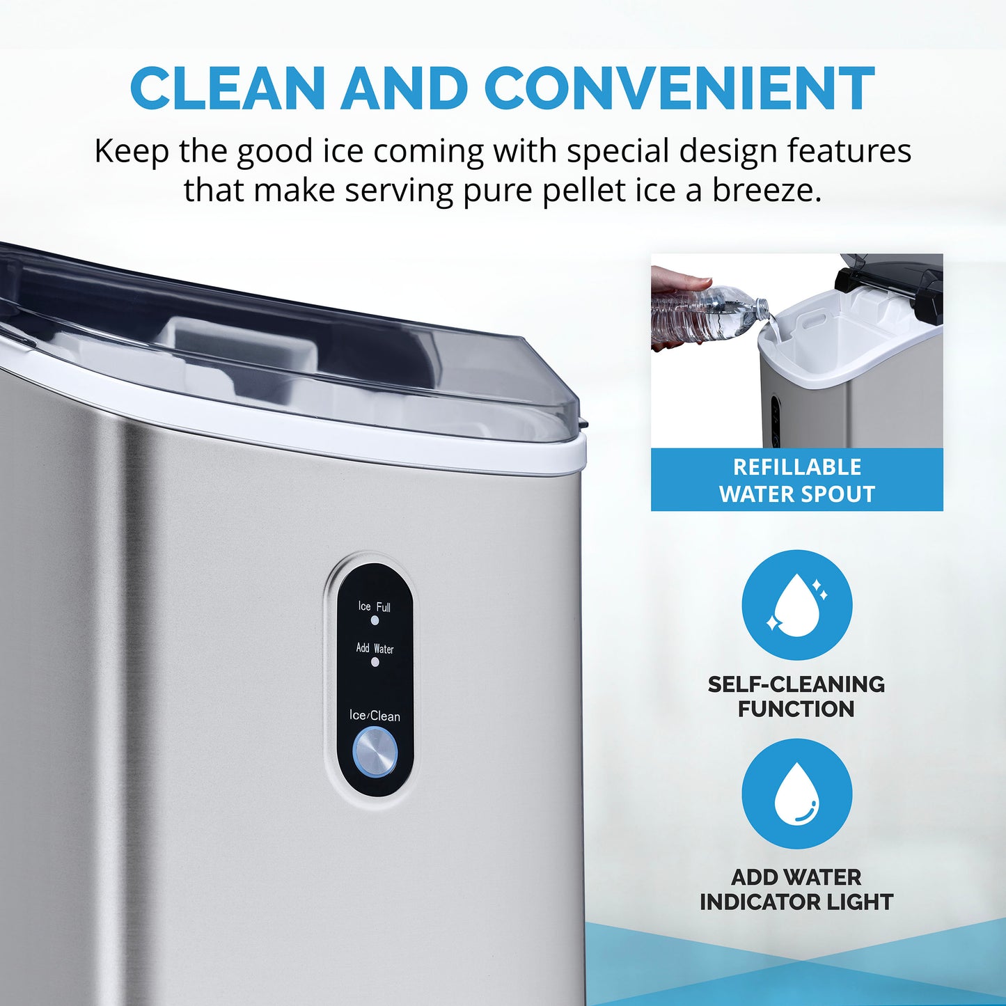 Newair® Countertop Nugget Ice Maker in Matte Black or Stainless Steel, 26 lbs/Day