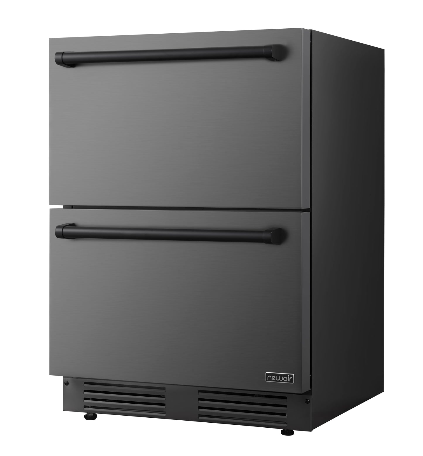 Newair 24 Inch Indoor Outdoor Dual Drawer Freezer Fridge Convertible Refrigerator Black Stainless Steel