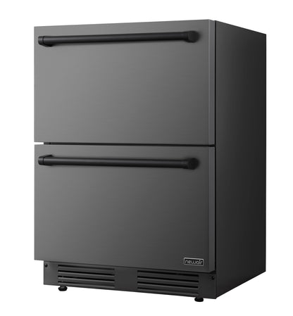 newair-24-inch-indoor-outdoor-dual-drawer-freezer-fridge-convertible-refrigerator-black-stainless-steel