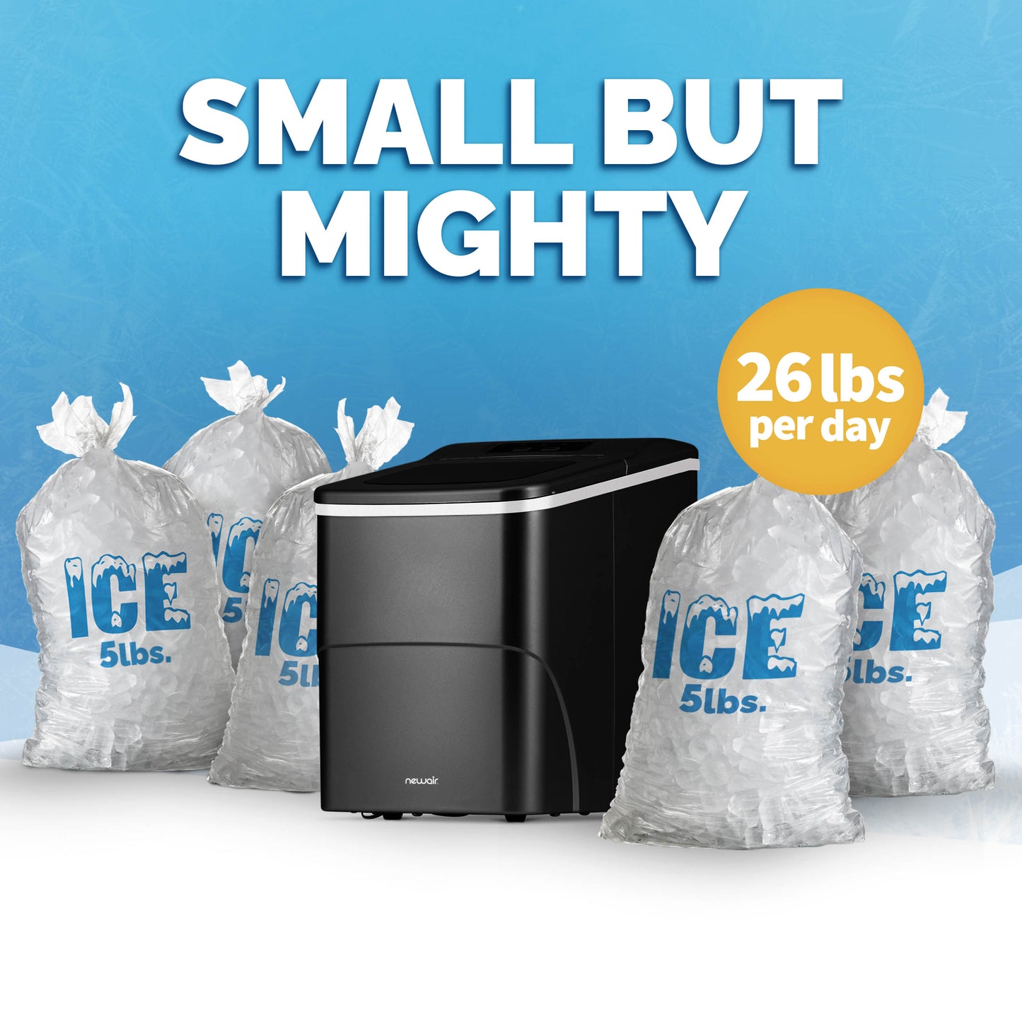 Newair® Countertop Bullet Ice Maker in Matte Black or Metallic Silver, 26 lbs/Day