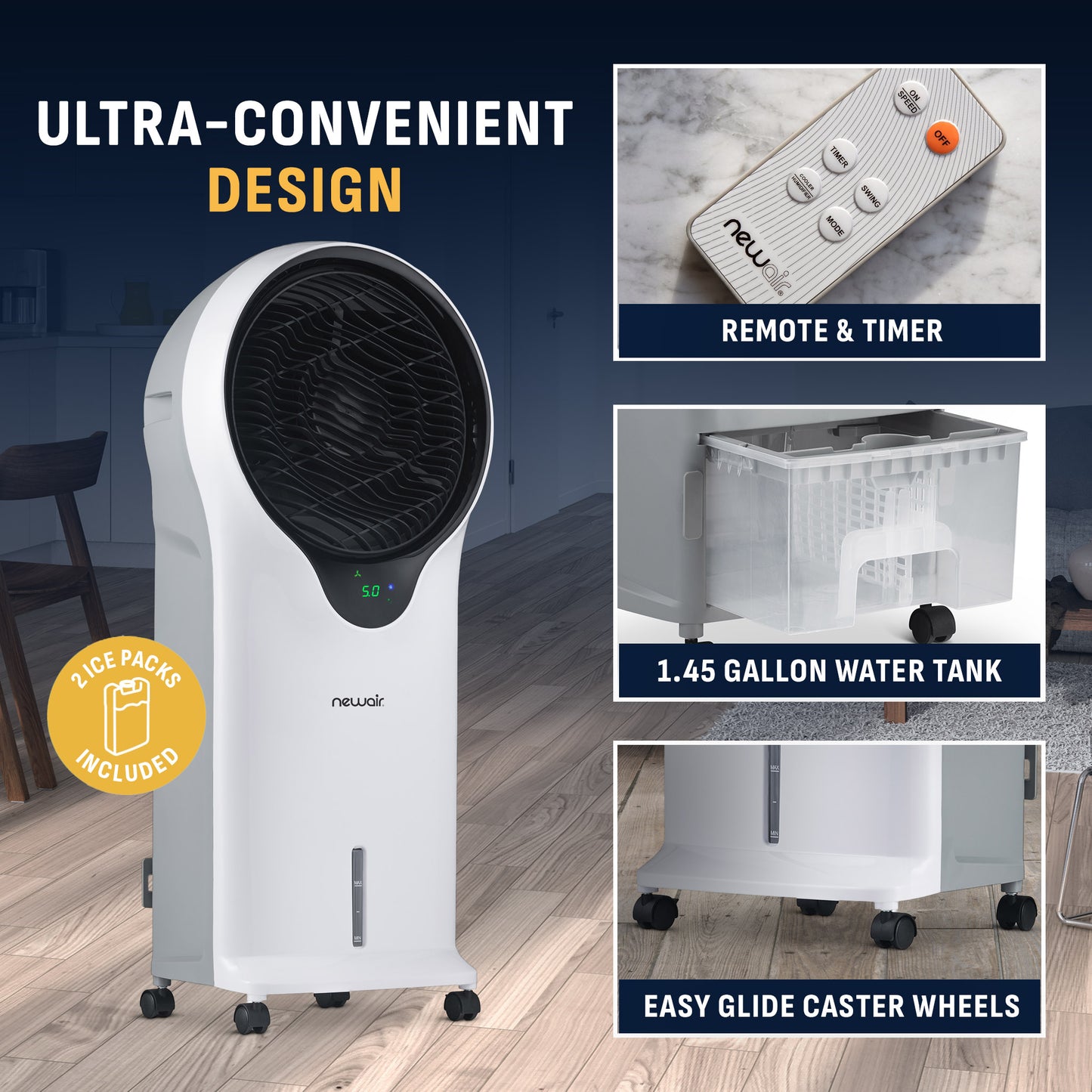 Newair® Evaporative Air Cooler and Portable Cooling Fan 470 CFM - White