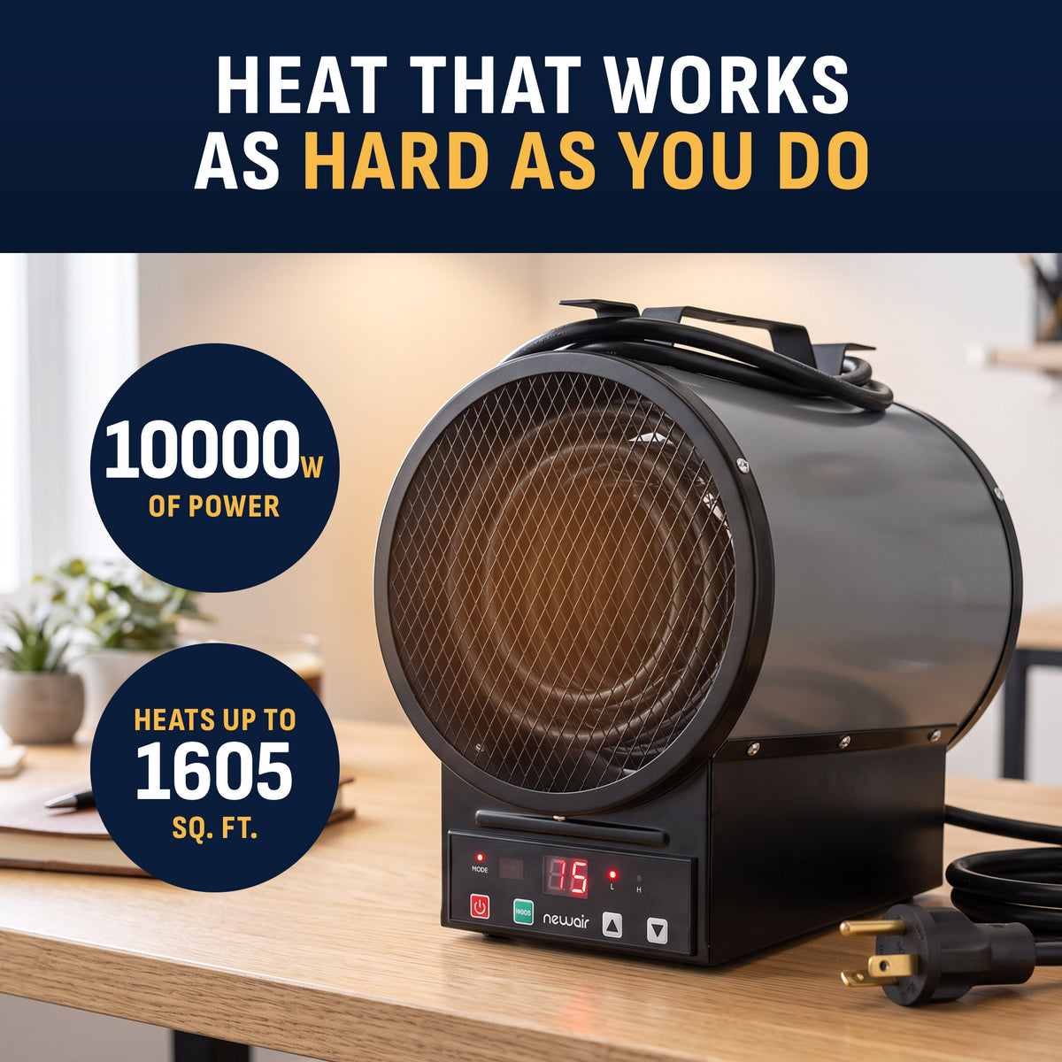 Newair® Electric Garage Heater - Freestanding or Ceiling/Wall Mounted