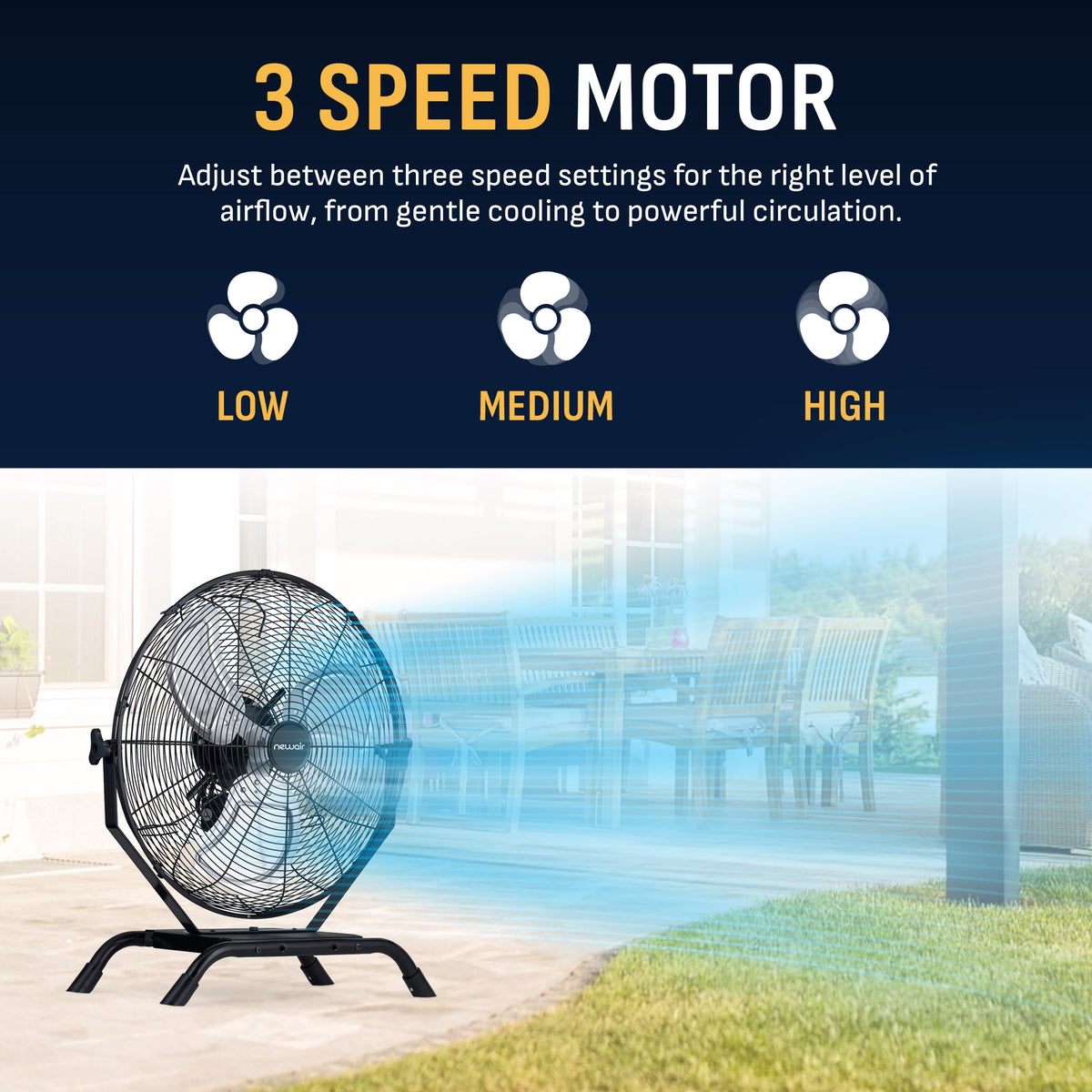 Newair® 18" - 20" Outdoor-Rated Fan - Floor or Wall Mounted