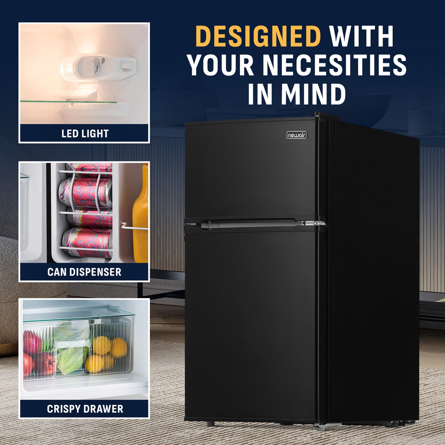 Newair® Compact Mini Fridge with Freezer, 3.1 Cu. Ft. - Black
