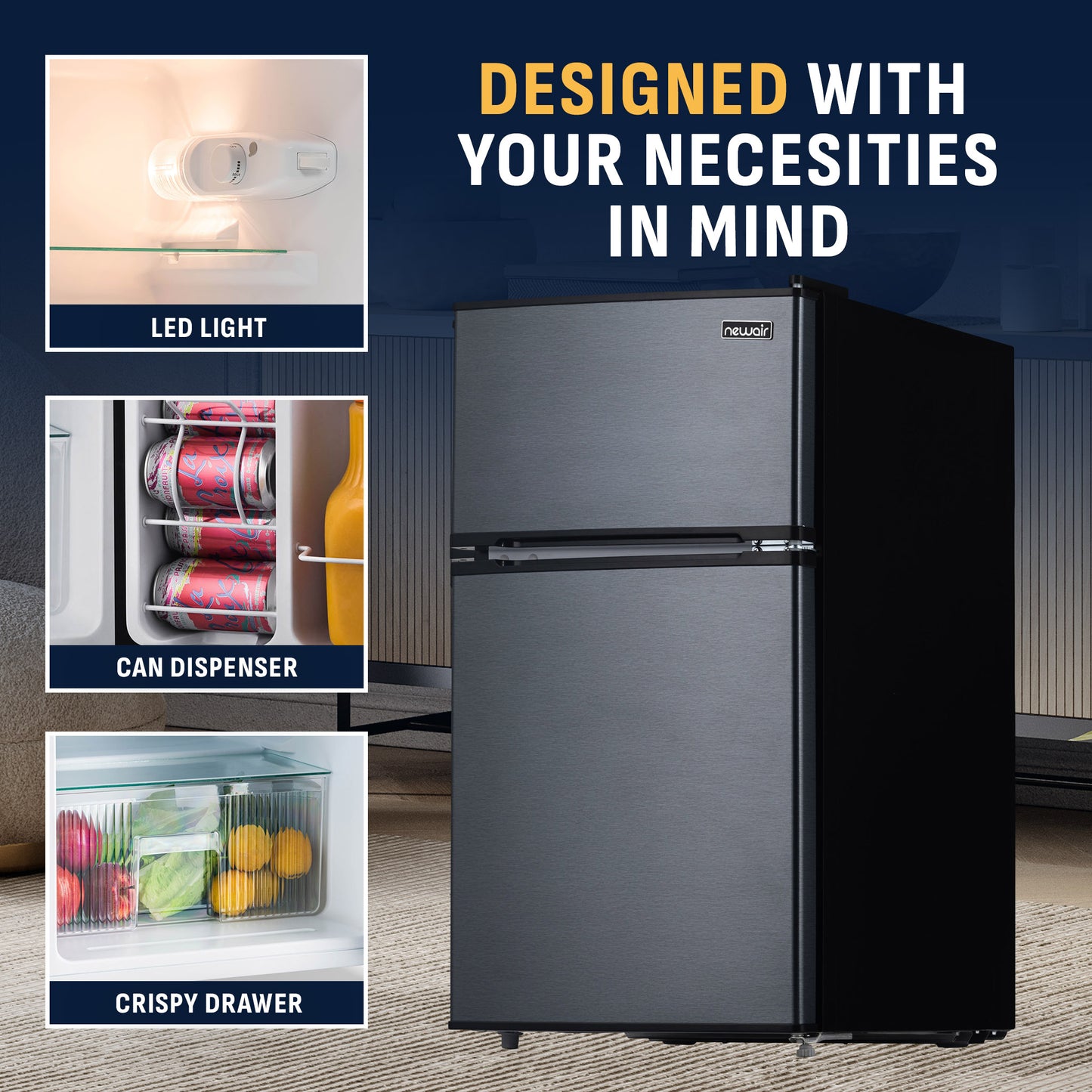 Newair® Compact Mini Fridge with Freezer, 3.1 Cu. Ft. - Black