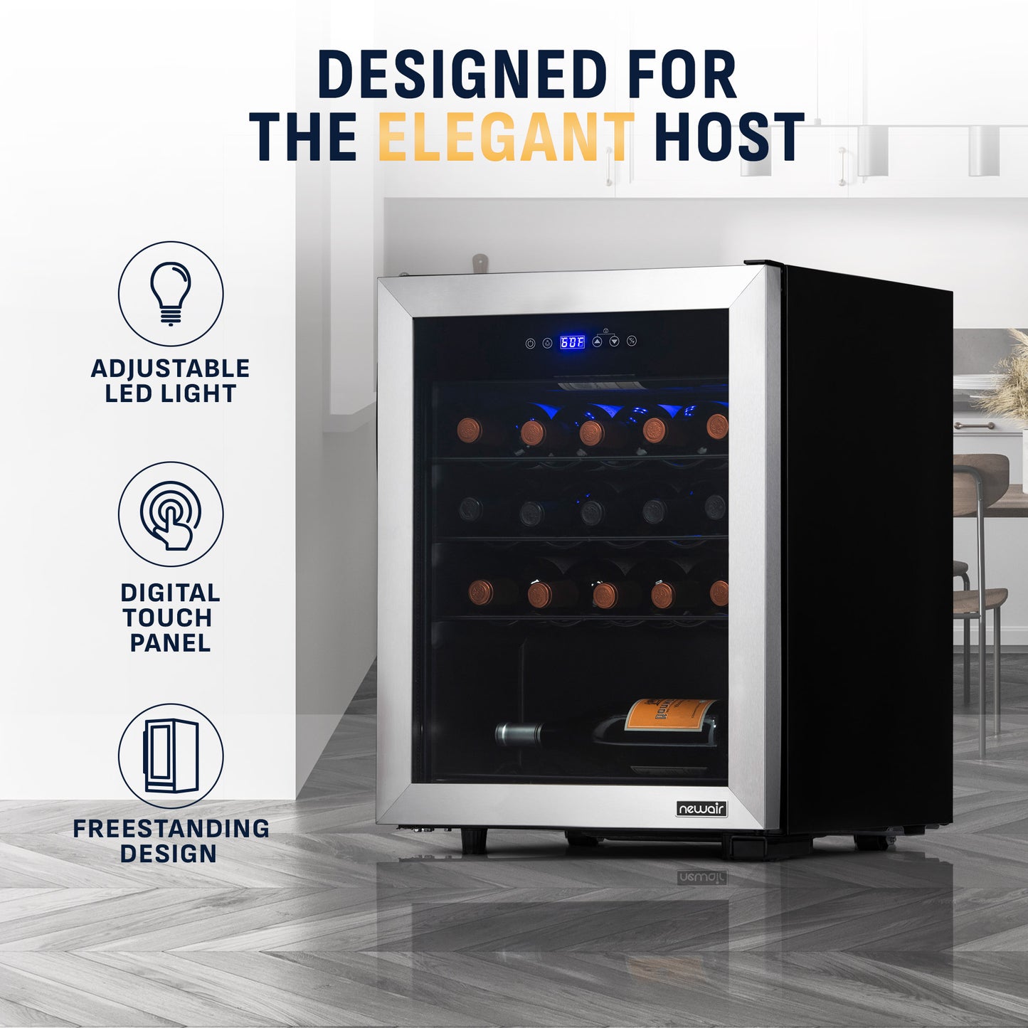Newair® 23-Bottle 18.9" Stainless Steel Freestanding Wine Fridge