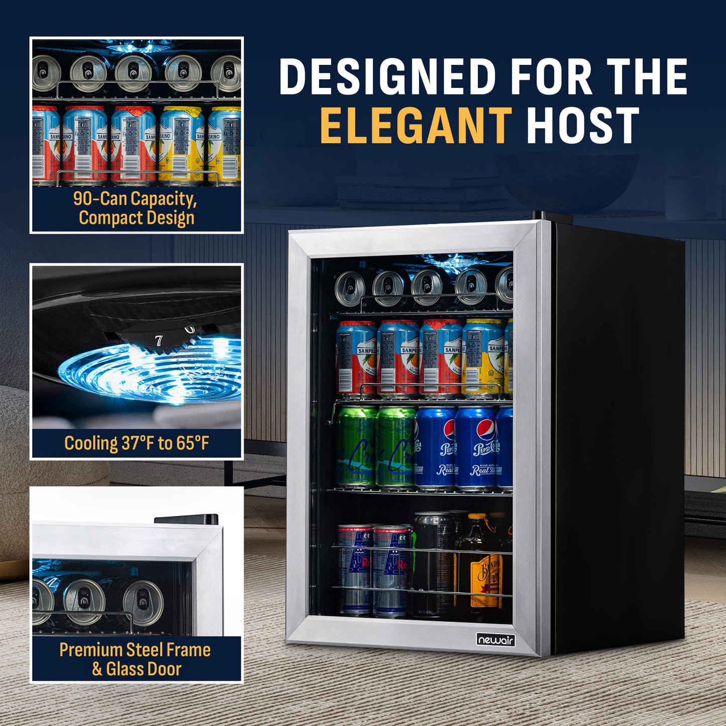 Newair® 90-Can Freestanding Stainless Steel Beverage Fridge -17"