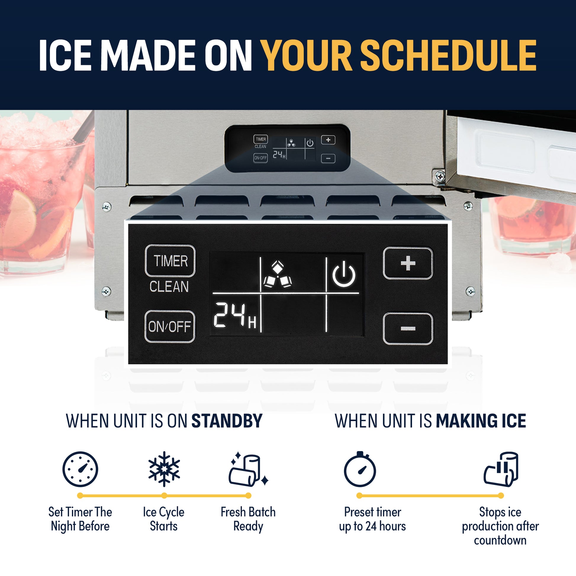 Newair 15” Undercounter Nugget Ice Maker, 66 lbs/day - Stainless Steel