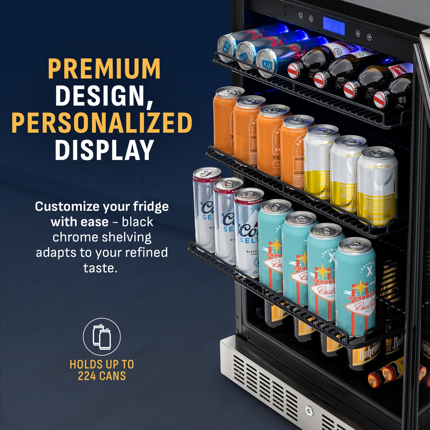 Newair® 224-Can Built-In Stainless Steel Beverage Fridge - 24"