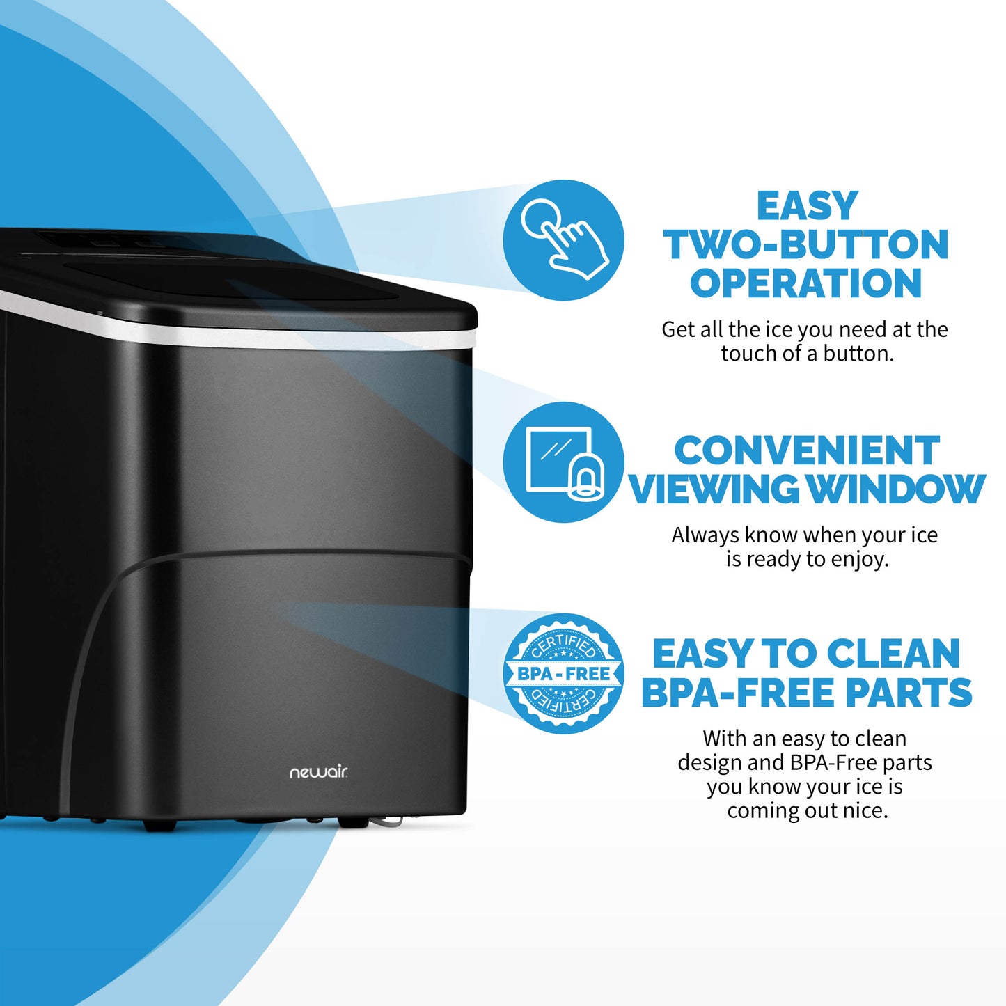 Newair® Countertop Bullet Ice Maker in Matte Black or Metallic Silver, 26 lbs/Day