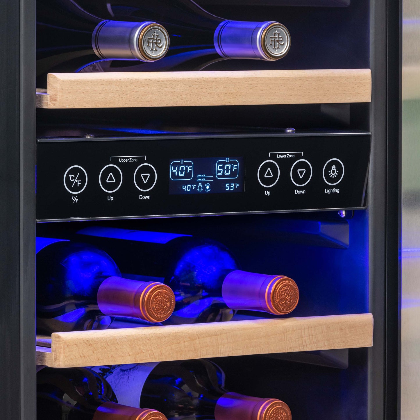 Newair® 29-Bottle 14.8" Stainless Steel Built-In Dual Zone Wine Fridge